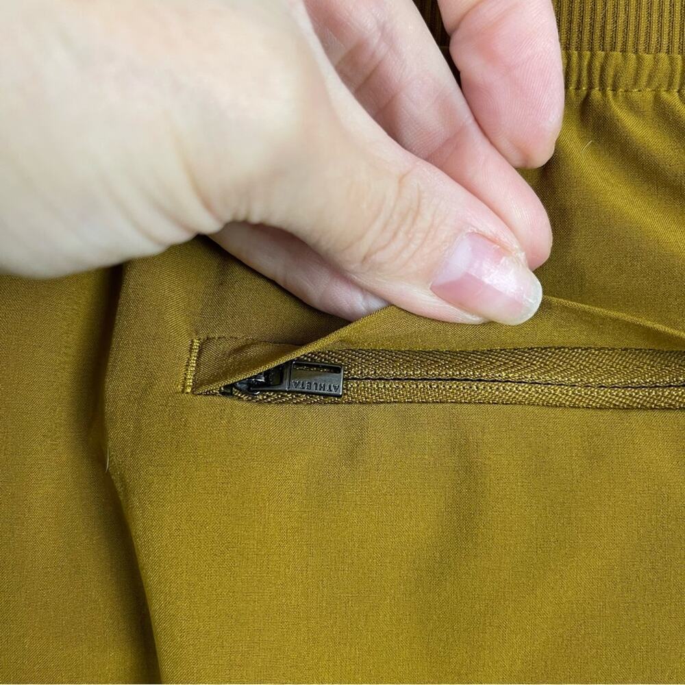 Athleta Brooklyn Ankle Tapered Leg Ribbed Textured Joggers Pant Brass Yellow 16 - Picture 13 of 16